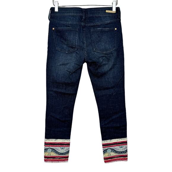 Anthropologie Pilcro Stet Embroidered Cuff Jeans 26 Straight Ankle Patchwork - Picture 3 of 8